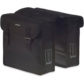 Basil Mara Double Pannier Bag - 26L | Black | Water-Repellent Bicycle Storage