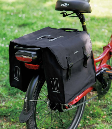 Basil Mara Double Pannier Bag - 26L | Black | Water-Repellent Bicycle Storage