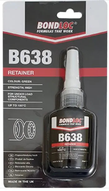 BB638C25 Bondloc High Strength Retainer 25ml | Green Structural Adhesive for Cylindrical Parts