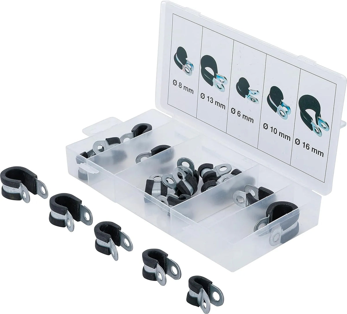 Rubberized Hose Clamp Assortment Ø 6-16 mm - 18 pcs