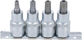 BGS 8885 Bit Socket Set, 12.5 mm (1/2") Drive, T-Star Tamperproof (Torx) T40 - T55, 4 pcs