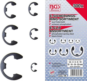 Metric E-Clip Assortment 1.5-22 mm - 300 pc