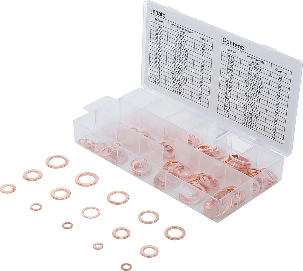  Copper Seal Ring Assortment for Oil Drain Plugs - 150 pcs.