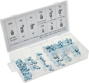 Grease Nipple Assortment - Metric & Inch Sizes, 70 pcs.