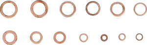 BGS Copper Seal Ring Assortment - Metric for Oil Drain Plugs - 75 pcs