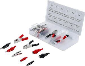 Electrical Clip Assortment - 28 pcs. Galvanised Alligator and Charging Clips