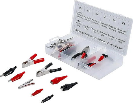 Electrical Clip Assortment - 28 pcs. Galvanised Alligator and Charging Clips
