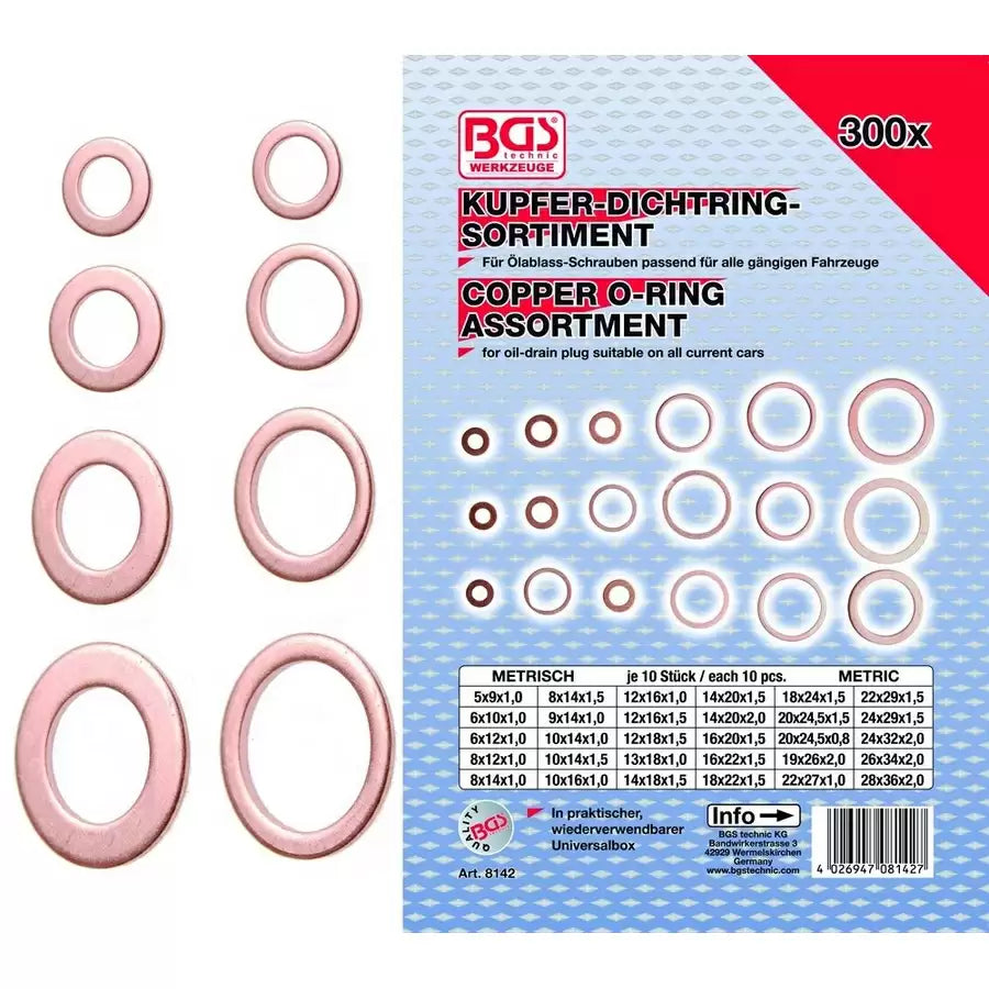 BGS Copper O-Ring Assortment 300pc