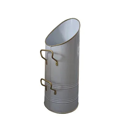 Blacksod Coal Hod Tall - White & Gold Handles