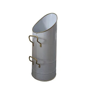 Blacksod Coal Hod Tall - White & Gold Handles