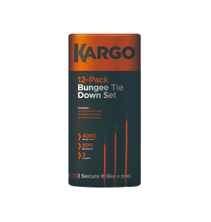 Kargo 12 Piece Bungee Cord Set - 60cm, 80cm & 1m High-Visibility Cords in Card Tube