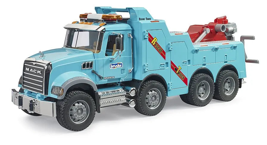 Bruder MACK Granite Recovery Truck with Light & Sound - Towing Vehicle with Working Winch