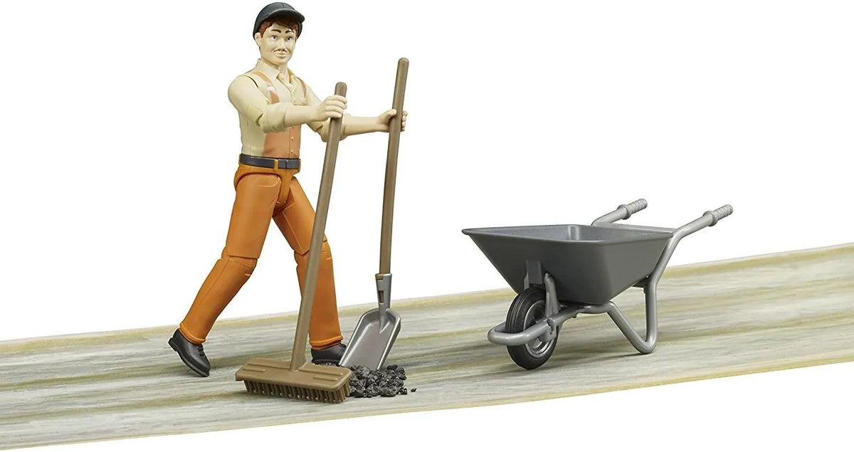 Bruder Municipal Worker Set - Man & Wheelbarrow
