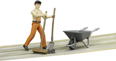 Bruder Municipal Worker Set - Man & Wheelbarrow