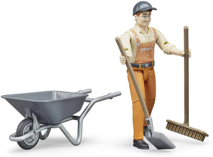 Bruder Municipal Worker Set - Man & Wheelbarrow