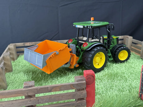 Bruder Tractor Transport Box with Single Bale Handler & Round Bale - Universal Rear Attachment