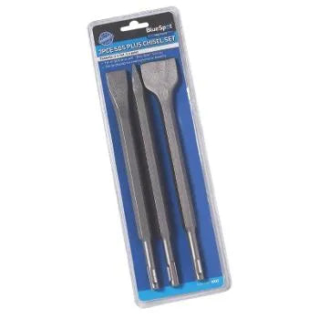 Bluespot SDS+ Chisel Set (3-Piece) | Heat Treated for Chipping, Chiselling & Demolition