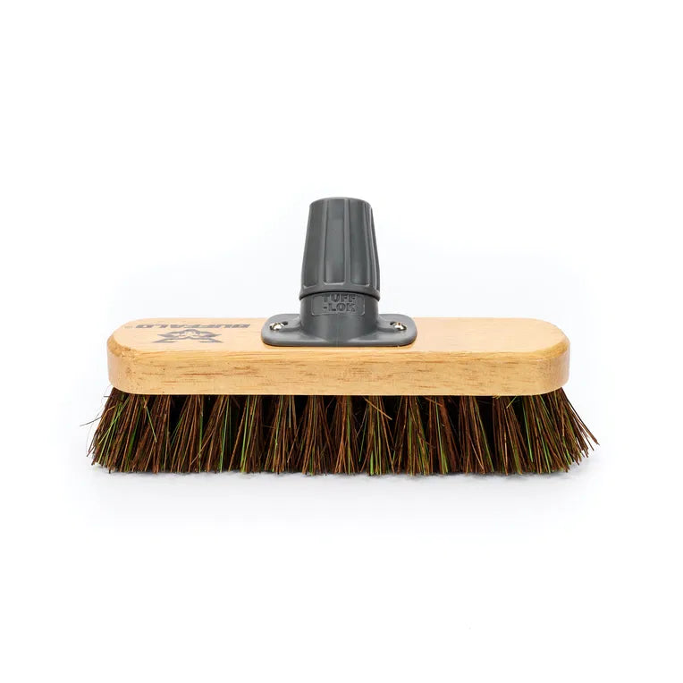 Buffalo 9" Deck Scrub Broom Head with Stiff Bassine Mix & Tuff-Lok Bracket