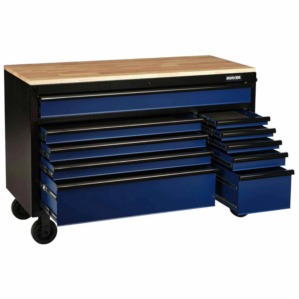 Bunker 10 Drawer Workbench Roller Tool Cabinet 56" Blue