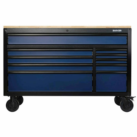 Bunker 10 Drawer Workbench Roller Tool Cabinet 56" Blue