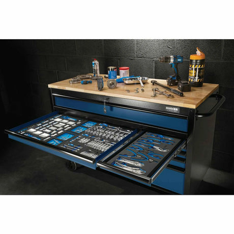 Bunker 10 Drawer Workbench Roller Tool Cabinet 56" Blue