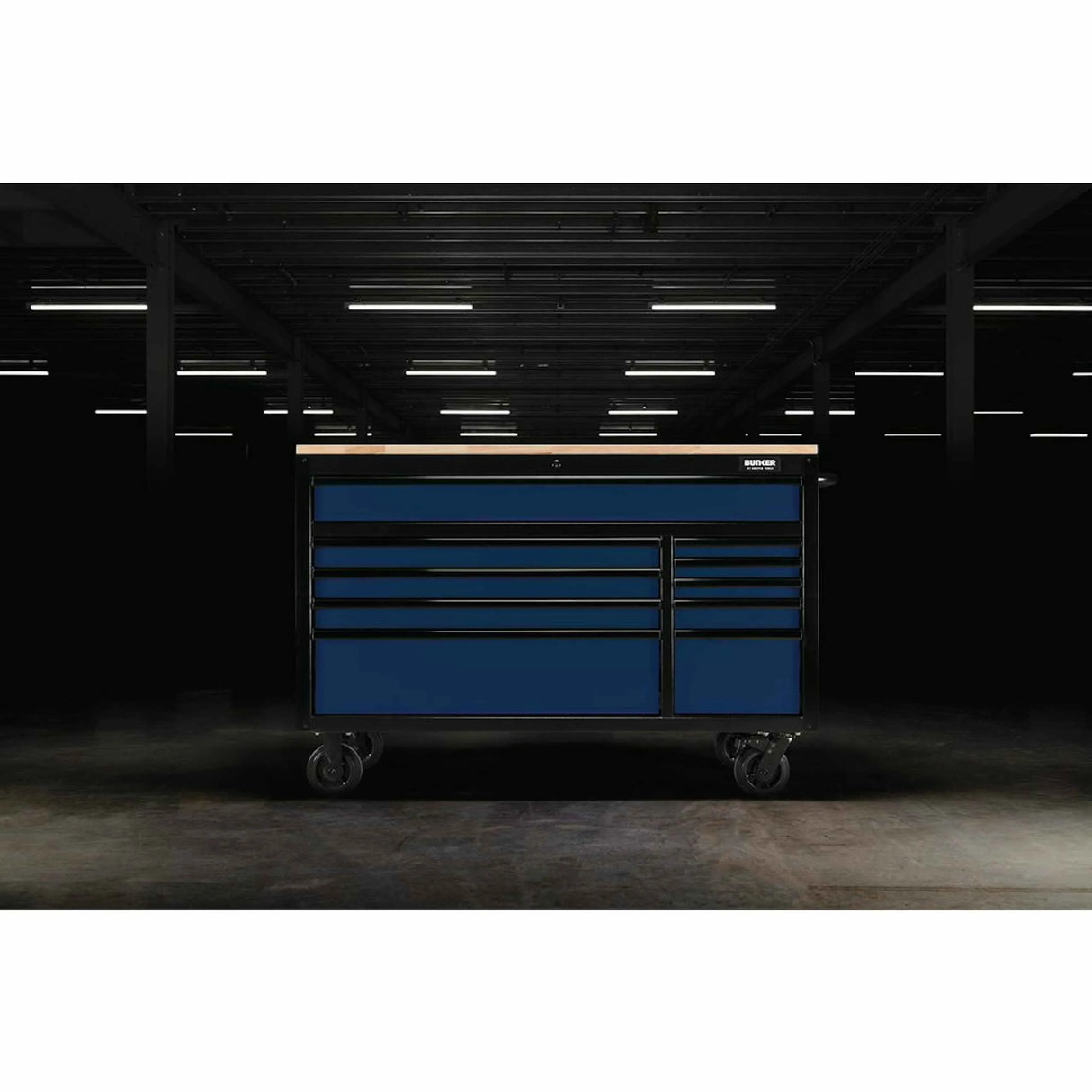 Bunker 10 Drawer Workbench Roller Tool Cabinet 56" Blue