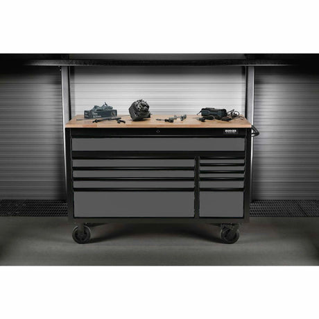 Bunker 10 Drawer Workbench Roller Tool Cabinet 56" Light Grey