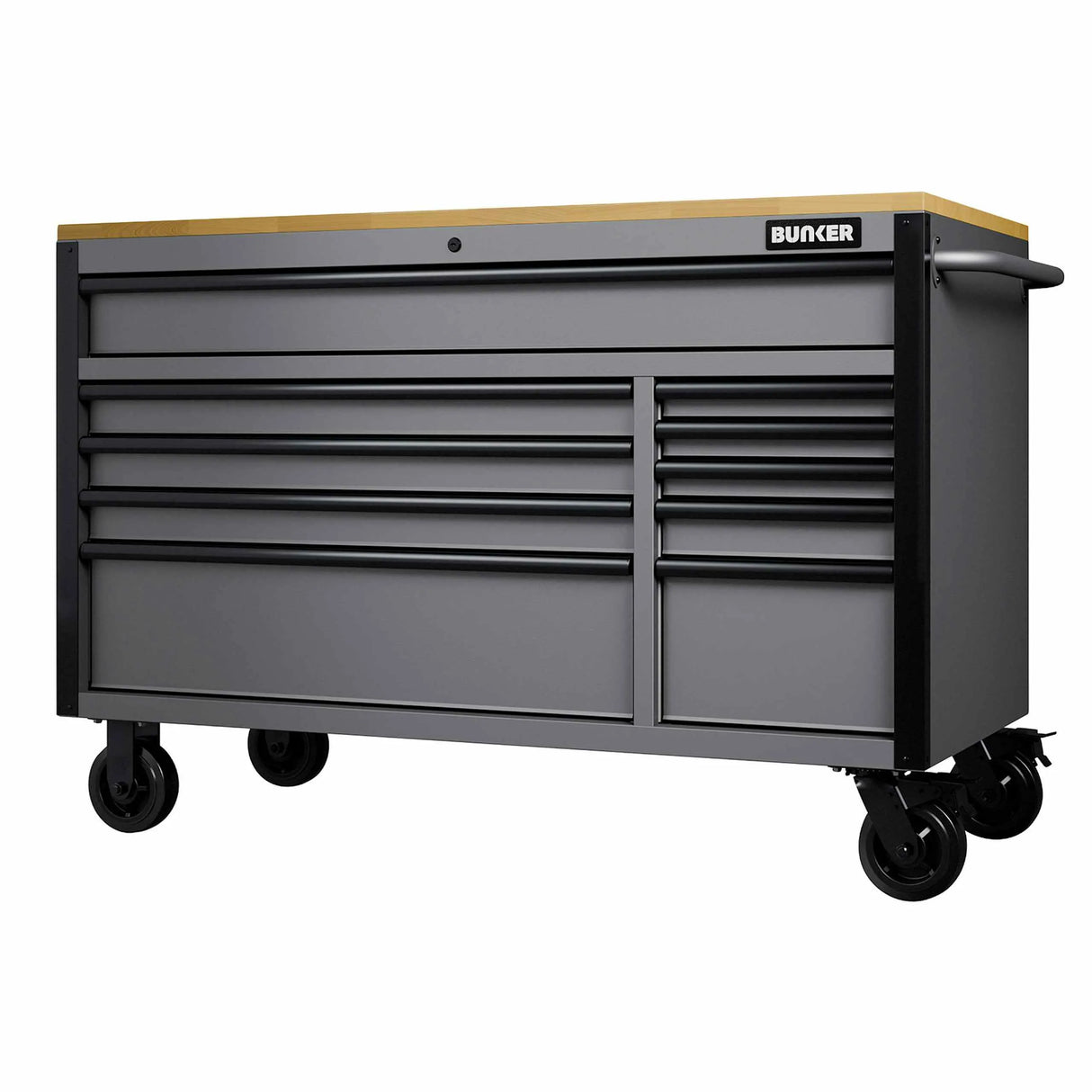 Bunker 10 Drawer Workbench Roller Tool Cabinet 56" Light Grey