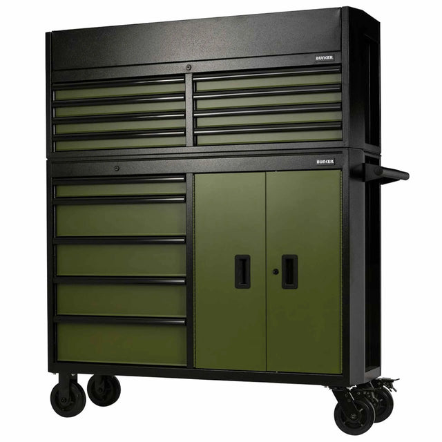 BUNKER 13 Drawer Combined Roller Cabinet and Tool Chest 52" Green