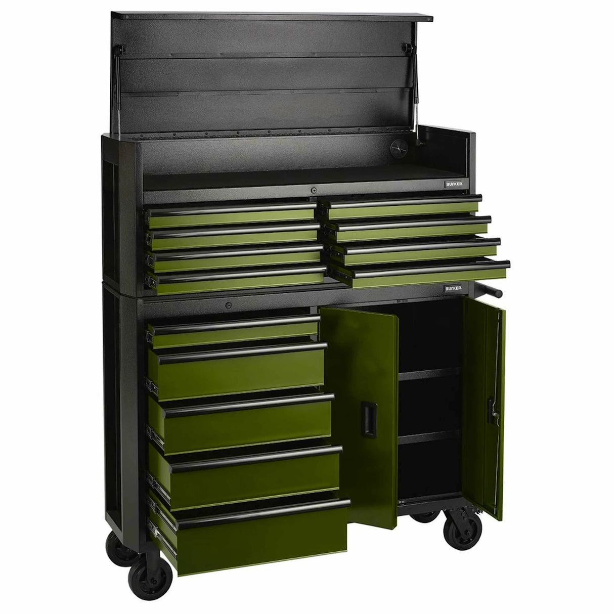 BUNKER 13 Drawer Combined Roller Cabinet and Tool Chest 52" Green