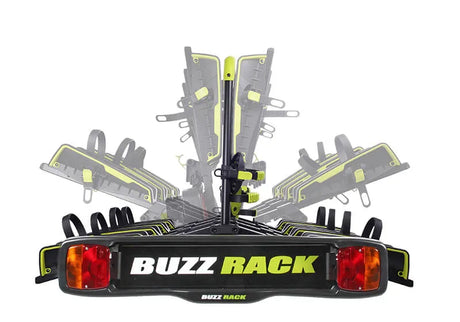 Buzzrack Buzzwing 4 Bike Rack - Tow Ball Mounted Folding Platform Carrier for 4 Bikes