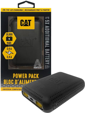 CAT 10000mAh Powerbank with Dual USB Ports | Rugged Black CAT-PWRPACKV2G