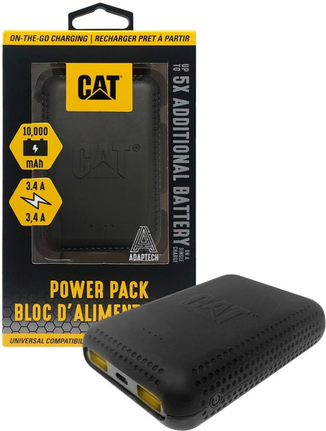 CAT 10000mAh Powerbank with Dual USB Ports | Rugged Black CAT-PWRPACKV2G