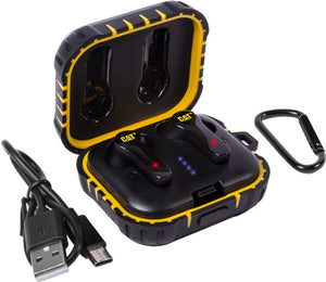 CAT TWS Headphones Black/Yellow - Wireless Bluetooth 5.3, IP55 Dust & Water Resistant