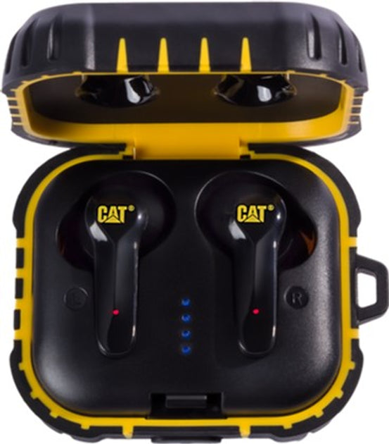 CAT TWS Headphones Black/Yellow - Wireless Bluetooth 5.3, IP55 Dust & Water Resistant