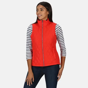 Regatta Women's Charna Insulated Diamond Quilted Bodywarmer True Red Ditsy