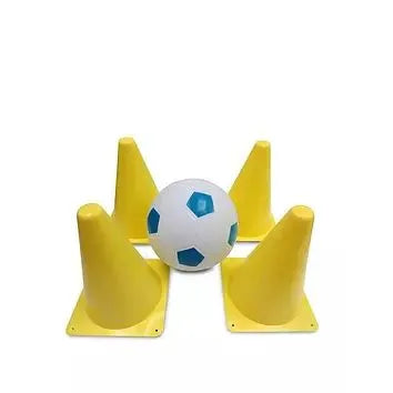 Football and Cones Set - Activio Inflated Ball with 4 Training Cones for Outdoor Play