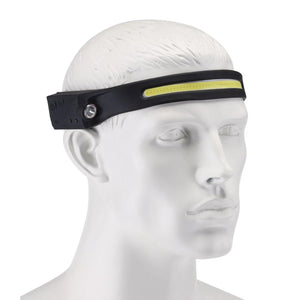 COB LED Rechargeable 2-in-1 Head Torch with Wave Sensor - 3W Adjustable Headband, 120lm LED, 350lm COB - 28236