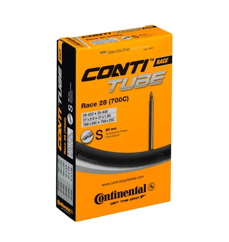 Continental Race Tube 700x20-25C | 80mm Presta Valve | Lightweight Butyl | Black | TUC80000