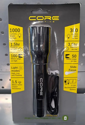 Core Rechargeable Flashlight CLR1000 | Powerful 1000 Lumen LED with USB Charging