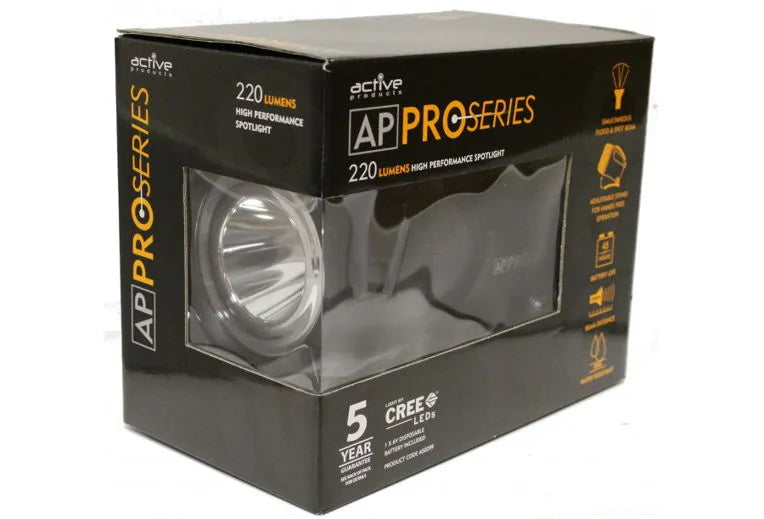 CREE 6V Battery Spotlight - 220 Lumens | 45-Hour Battery Life, 300m Beam, IPX4 Water Resistant