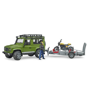 Bruder Land Rover Defender, Trailer & Scrambler Ducati Full Throttle