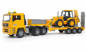 Bruder MAN TGA Low Loader with Backhoe Loader