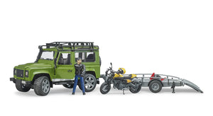 Bruder Land Rover Defender, Trailer & Scrambler Ducati Full Throttle