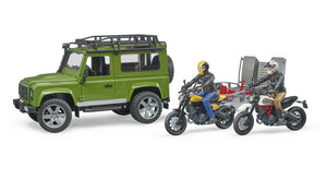 Bruder Land Rover Defender, Trailer & Scrambler Ducati Full Throttle