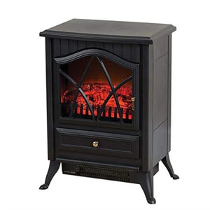 Daewoo 2kW Electric Stove Heater Black HEA1200 - Freestanding Fireplace with Flame Effect