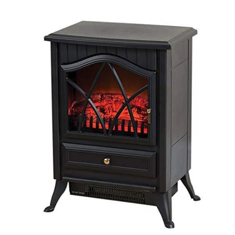 Daewoo 2kW Electric Stove Heater Black HEA1200 - Freestanding Fireplace with Flame Effect