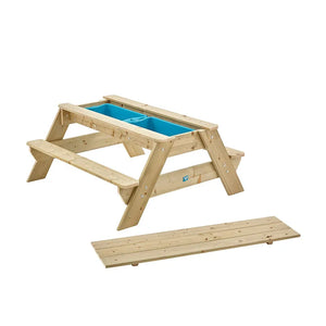 Kids Picnic Bench Style Play Table & Sand Pit - Dual-Use with Removable Bowls for Sand and Water