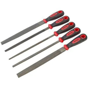 Amtech Engineers File Set (5-Piece) | 8" Files with Comfortable Rubber Handles