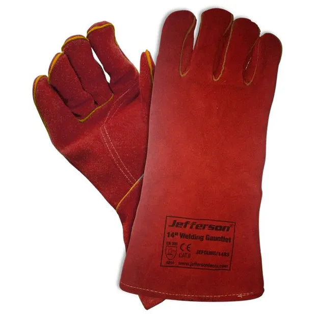 Jefferson 14" Welding Gauntlets Red